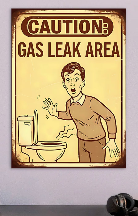 Caution Gas Leak Area — metal poster wall art by Lineer